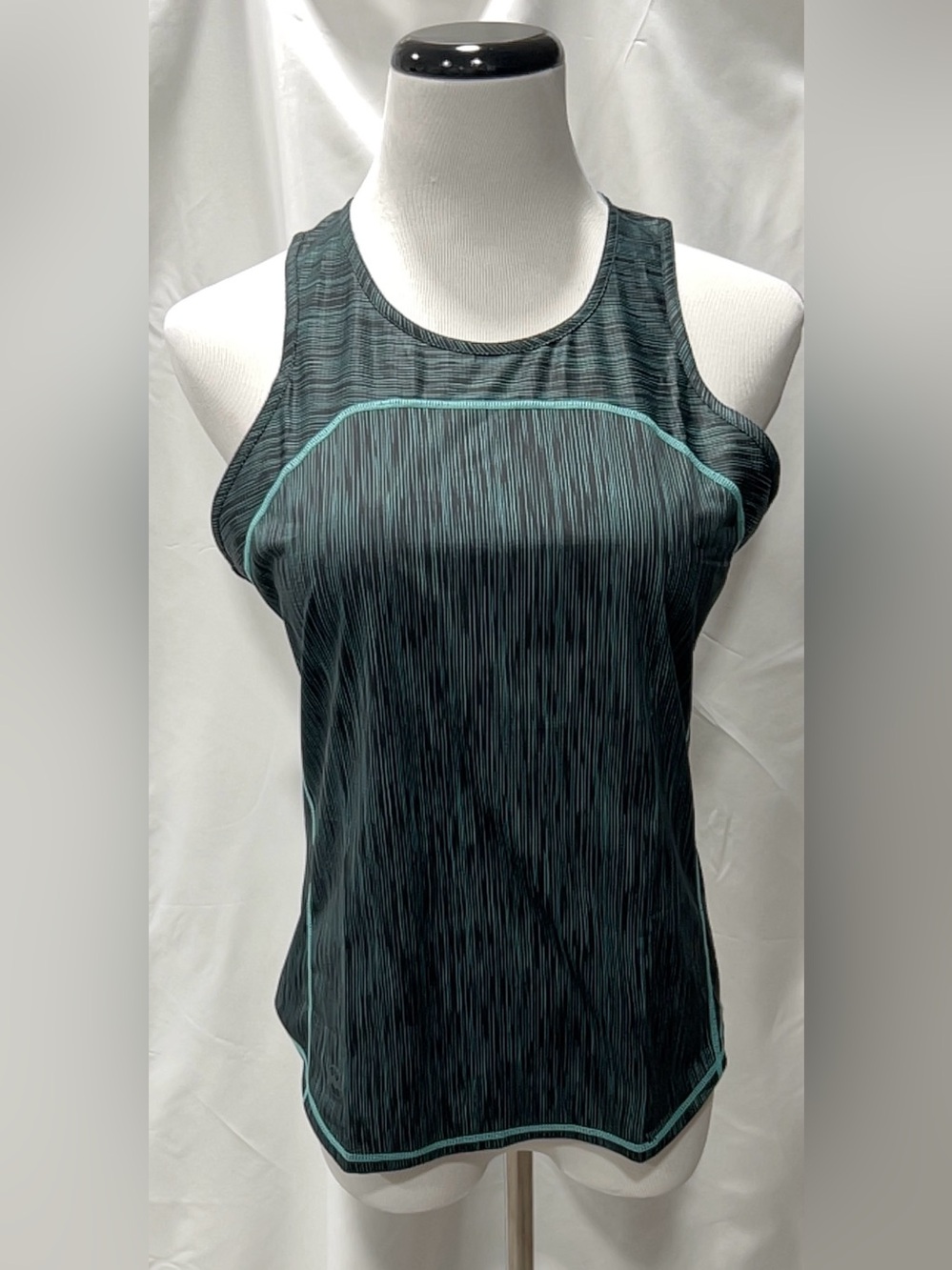 Janji Women's Helio Tech Singlet Tank Top Green Sea Stripe Small Running